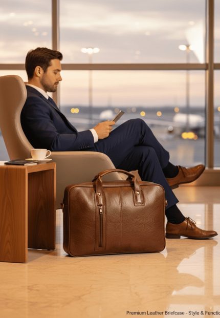 TNN Leather genuine leather messenger bag in vintage buff finish, professional crossbody design with laptop compartment, YKK zippers and adjustable shoulder strap for work and travel